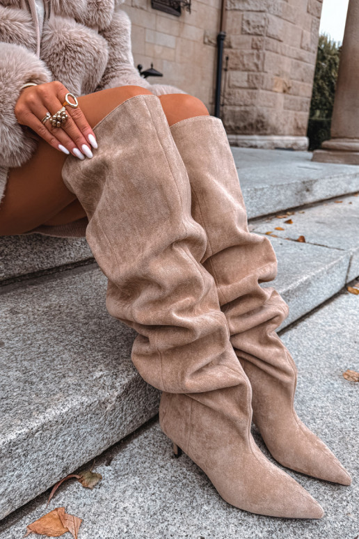 Slip-on Women's Heeled Boots Beige Ysolienne Slip-on Women's Heeled Boots Beige Ysolienne