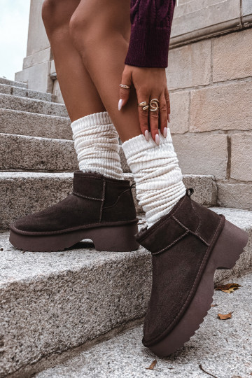 Women's Snow Boots Made of Natural Suede Insulated with Fur Chocolate Milora 2