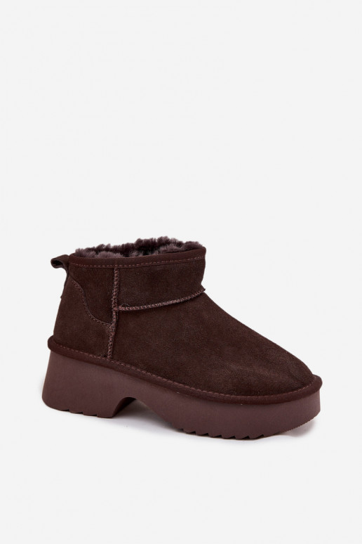 Women's Snow Boots Made of Natural Suede Insulated with Fur Chocolate Milora