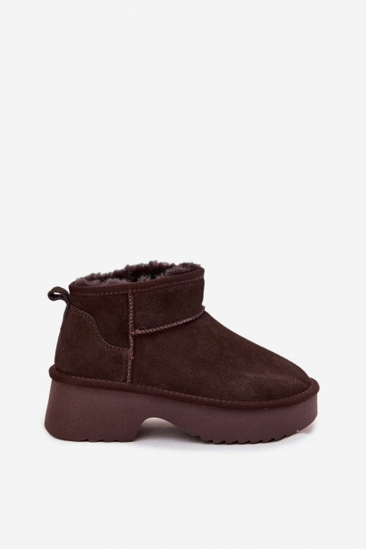Women's Snow Boots Made of Natural Suede Insulated with Fur Chocolate Milora