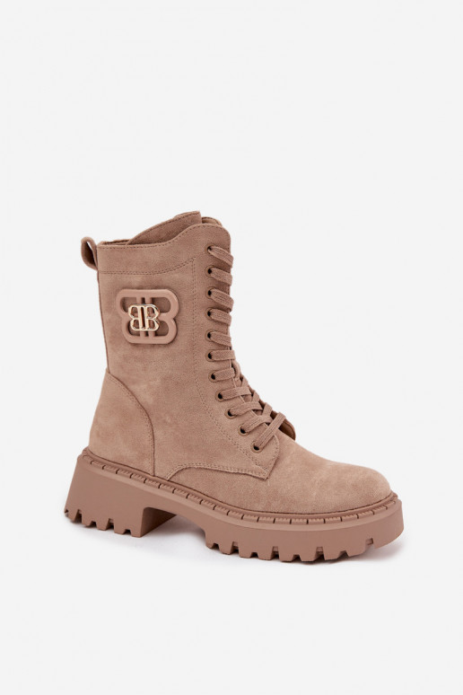 Women's Workery Boots With Decorative Element Insulated Beige Kalindra