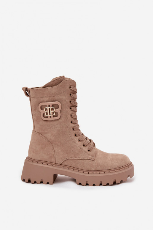 Women's Workery Boots With Decorative Element Insulated Beige Kalindra