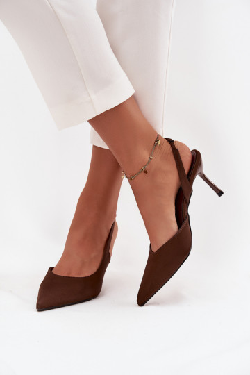 Stilettos with open heels chocolate Lenira 2