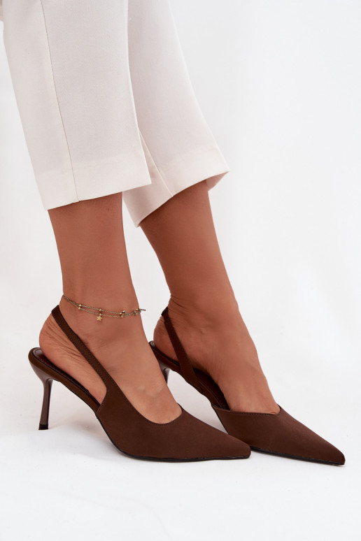 Stilettos with open heels chocolate Lenira