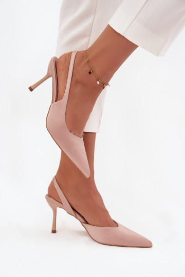 High heels with open heels Beige Lenira