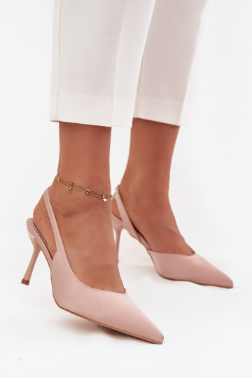 High heels with open heels Beige Lenira 2