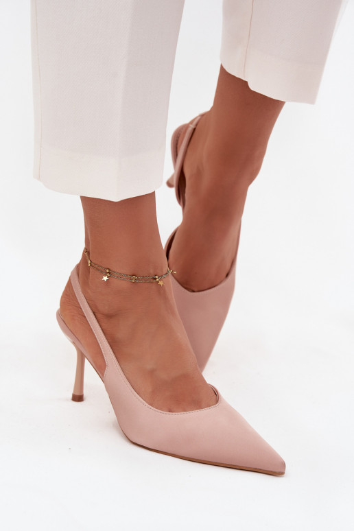 High heels with open heels Beige Lenira