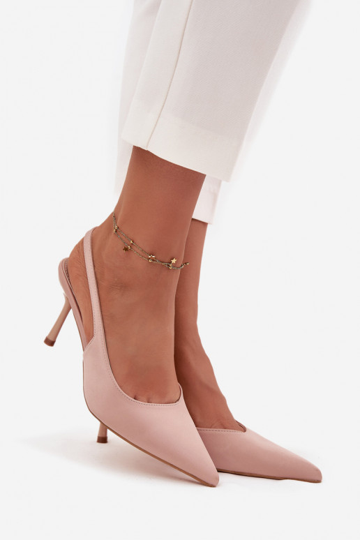 High heels with open heels Beige Lenira