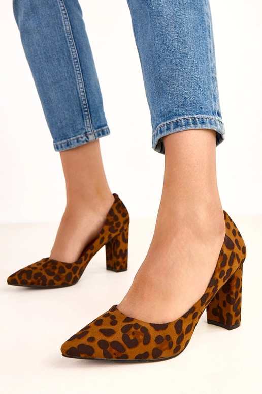 Panterkowe czółenka z ekozamszu na... Panterkowe czółenka z ekozamszu na...