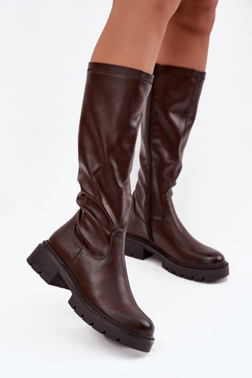 Women's Boots Made of Eco Leather Chocolate Oceana