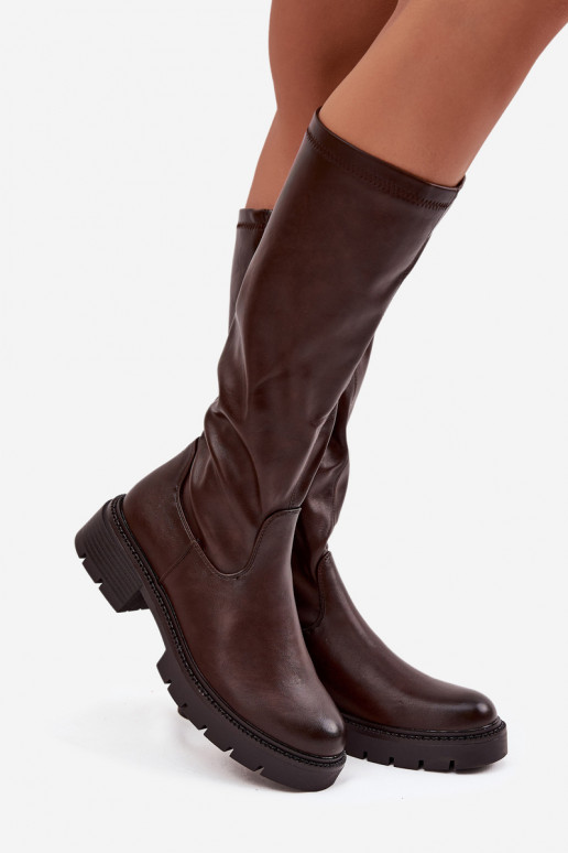 Women's Boots Made of Eco Leather Chocolate Oceana