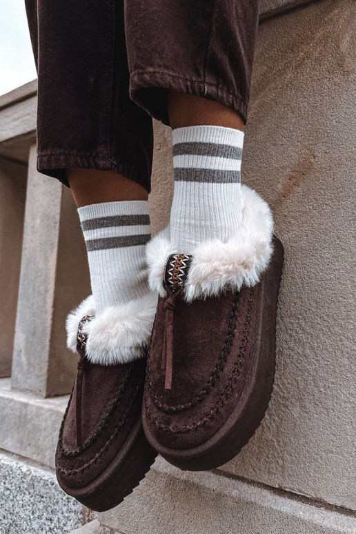 Women's Snow Boots With Fur On Platform Chocolate Rosmira