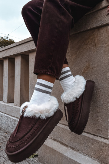 Women's Snow Boots With Fur On Platform Chocolate Rosmira 2