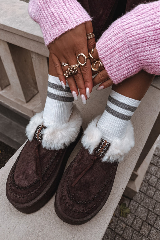 Women's Snow Boots With Fur On Platform Chocolate Rosmira