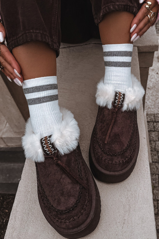 Women's Snow Boots With Fur On Platform Chocolate Rosmira