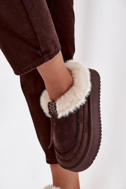 Women's Snow Boots With Fur On Platform Chocolate Rosmira