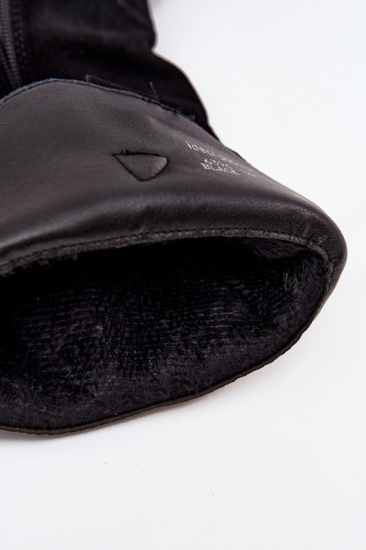 Leather Suede Cowboy Boots Women's Insulated Black Urselle