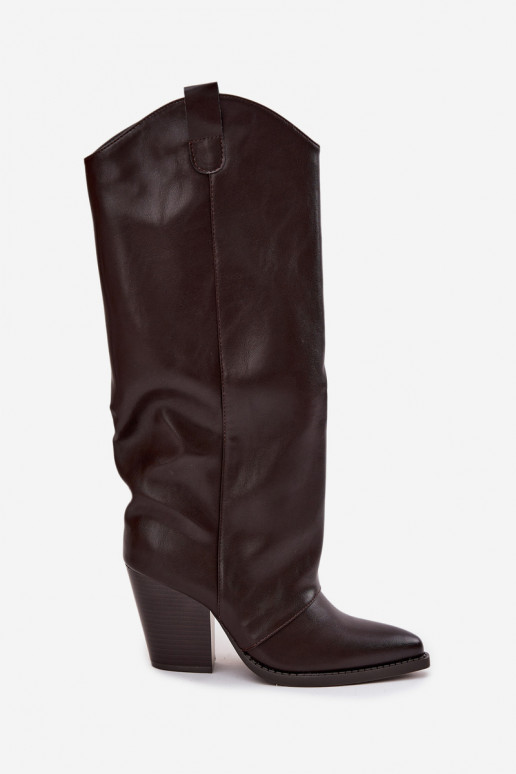 Insulated Cowboy Boots On Heel Made Of Eco Leather Chocolate Mavine Insulated Cowboy Boots On Heel Made Of Eco Leather Chocolate Mavine