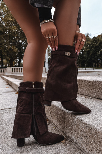 Insulated Women's Heeled Boots With Decorative Strap Chocolate Luvielle 2