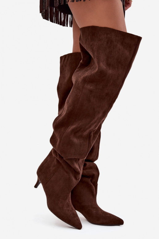 Slip-on Women's Boots on Heel Chocolate Ysolienne Slip-on Women's Boots on Heel Chocolate Ysolienne