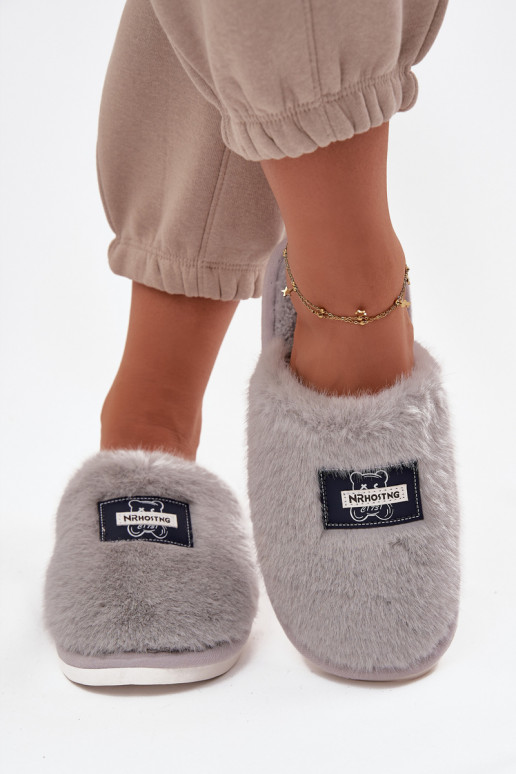 Home Shoes Women's Furry Gray Slippers Maelis Home Shoes Women's Furry Gray Slippers Maelis