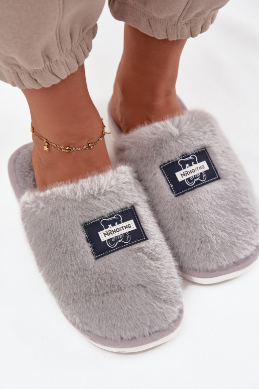 Home Shoes Women's Furry Gray Slippers Maelis Home Shoes Women's Furry Gray Slippers Maelis