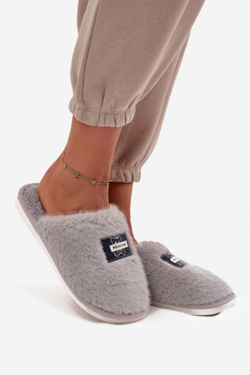 Home Shoes Women's Furry Gray Slippers Maelis Home Shoes Women's Furry Gray Slippers Maelis