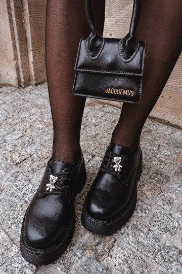 Półbuty DamskiewithPrzypinką Eko Skórzane Czarne Laurea 2