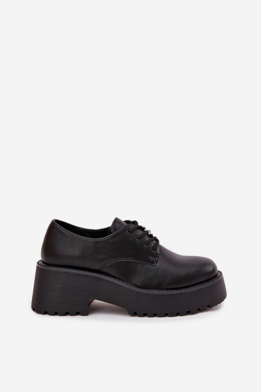 Półbuty DamskiewithPrzypinką Eko Skórzane Czarne Laurea