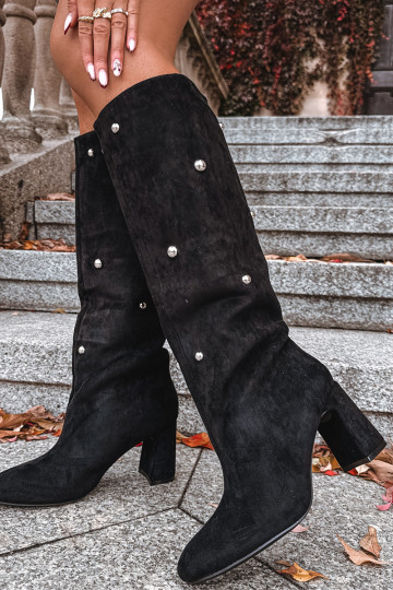 Women's insulated boots on a heel with decorative details black Lucinda