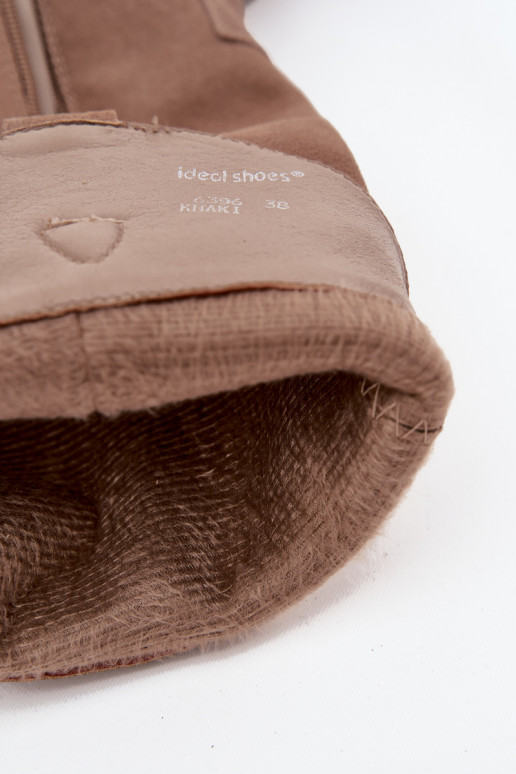 Leather Suede Cowboy Boots Women Warm Khaki Urselle