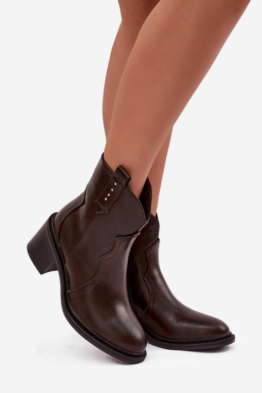 Insulated Women's Ankle Boots On Heel Chocolate Brilynn