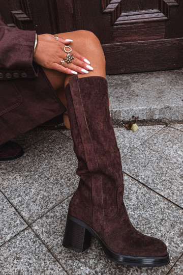 Women's insulated boots on a chunky heel chocolate Sanelle 2