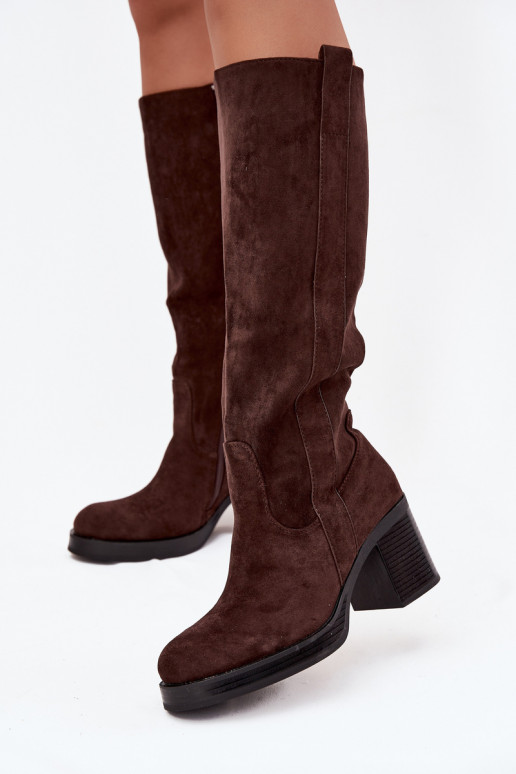 Women's insulated boots on a chunky heel chocolate Sanelle
