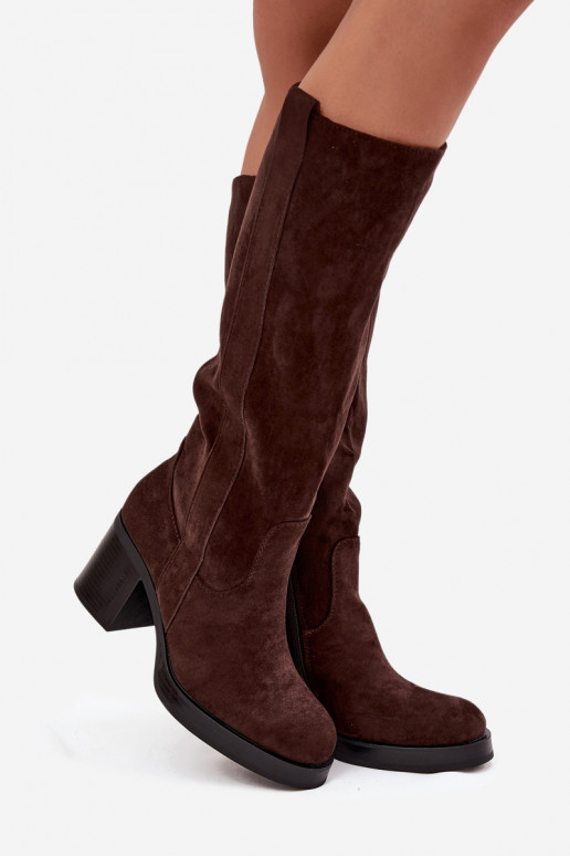 Women's insulated boots on a chunky heel chocolate Sanelle