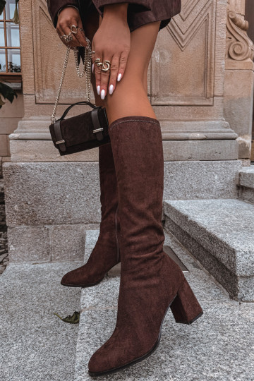 Women's High Heel Boots Made of Eco Suede Chocolate Yelisse 2