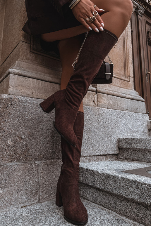 Women's High Heel Boots Made of Eco Suede Chocolate Yelisse Women's High Heel Boots Made of Eco Suede Chocolate Yelisse