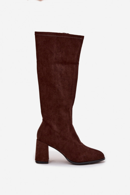 Women's High Heel Boots Made of Eco Suede Chocolate Yelisse Women's High Heel Boots Made of Eco Suede Chocolate Yelisse