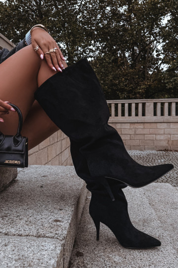 Slip-on Women's Boots with Heel Made of Eco Suede Black Noretta 2