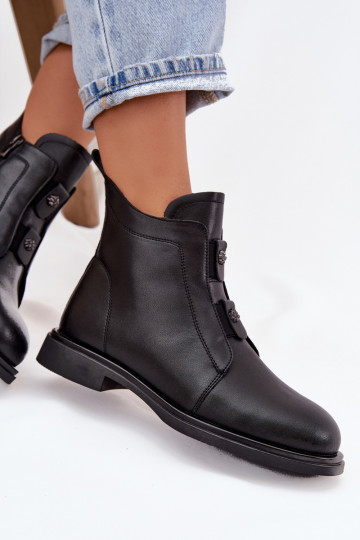 Leather Insulated Women's Ankle Boots D&A MK52-026 Black