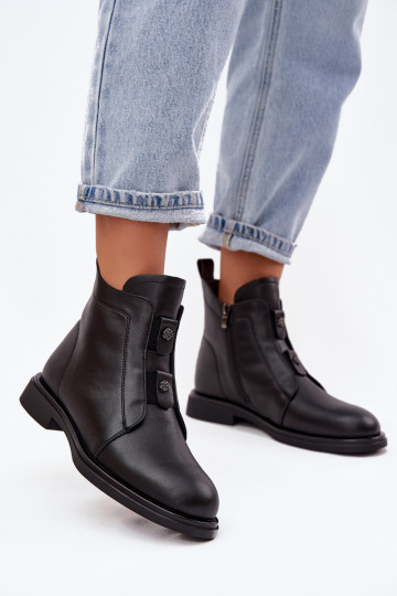 Leather Insulated Women's Ankle Boots D&A MK52-026 Black 2