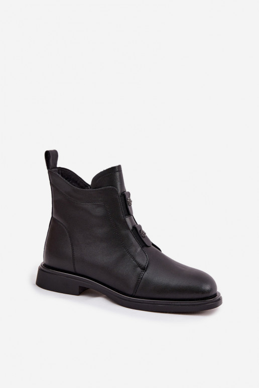 Leather Insulated Women's Ankle Boots D&A MK52-026 Black Leather Insulated Women's Ankle Boots D&A MK52-026 Black