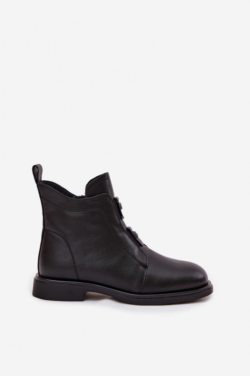 Leather Insulated Women's Ankle Boots D&A MK52-026 Black Leather Insulated Women's Ankle Boots D&A MK52-026 Black