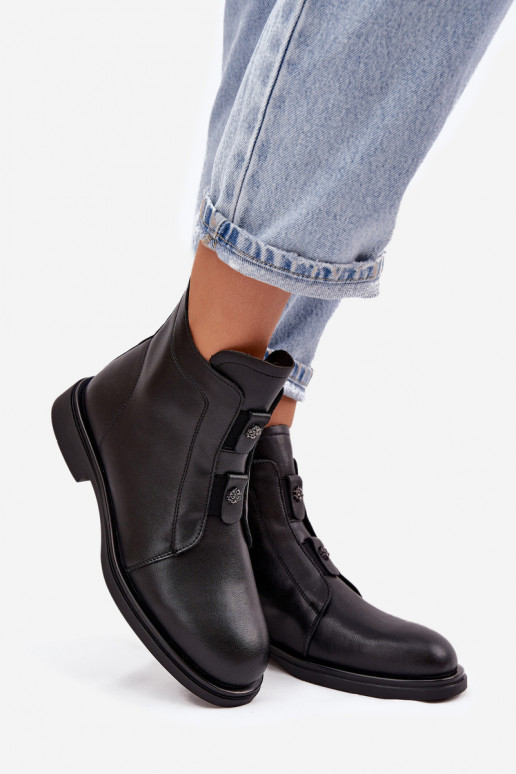 Leather Insulated Women's Ankle Boots D&A MK52-026 Black Leather Insulated Women's Ankle Boots D&A MK52-026 Black