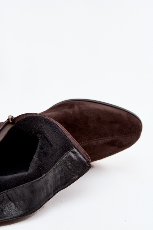 Women's Boots Made of Natural Suede on Block Heel Lined D&A CR52-651 Chocolate Women's Boots Made of Natural Suede on Block Heel Lined D&A CR52-651 Chocolate