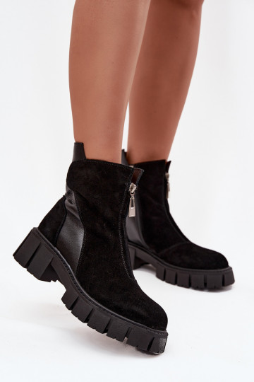 Women's Boots Made of Genuine Suede Lined D A JC52 874 Black 2