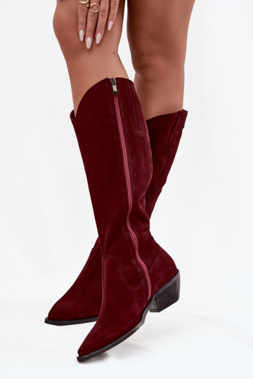 Cowboy Boots Made of Natural Suede Lined Zazoo 4225 Burgundy 2