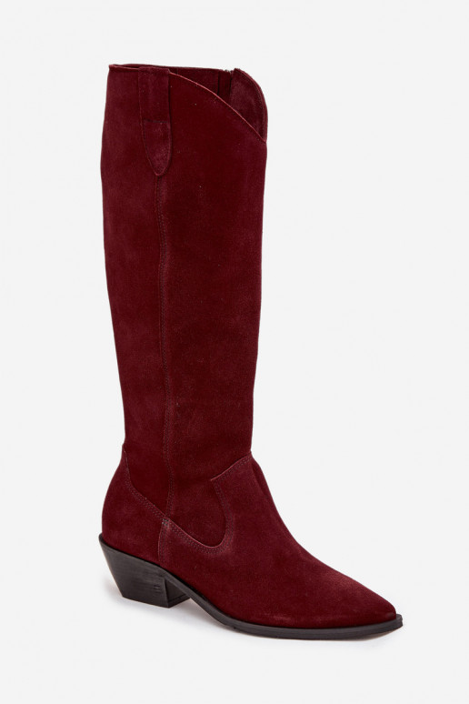 Cowboy Boots Made of Natural Suede Lined Zazoo 4225 Burgundy Cowboy Boots Made of Natural Suede Lined Zazoo 4225 Burgundy