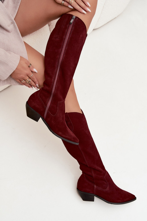 Cowboy Boots Made of Natural Suede Lined Zazoo 4225 Burgundy Cowboy Boots Made of Natural Suede Lined Zazoo 4225 Burgundy