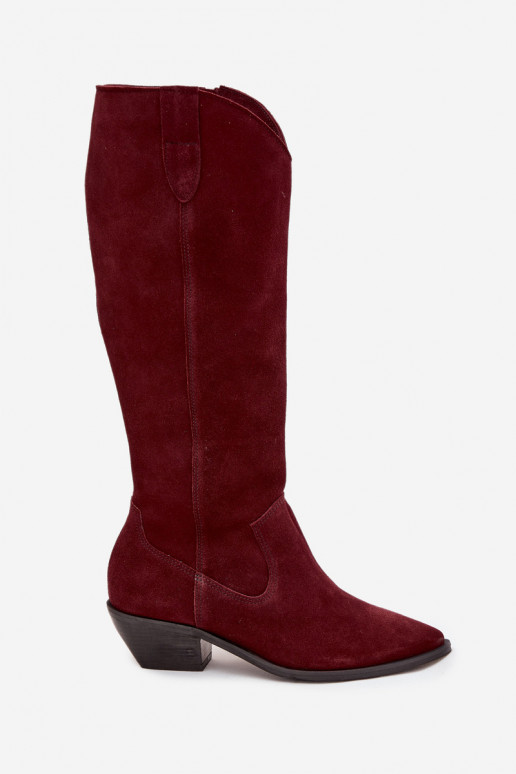 Cowboy Boots Made of Natural Suede Lined Zazoo 4225 Burgundy Cowboy Boots Made of Natural Suede Lined Zazoo 4225 Burgundy